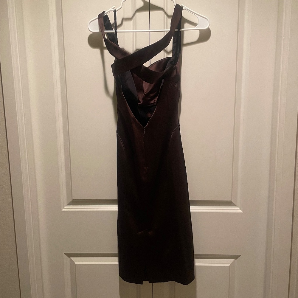bebe Brown Satin Dress - Picture 2 of 7